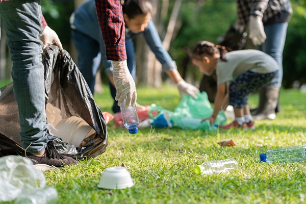 A team of volunteers helped collect rubbish in black bags