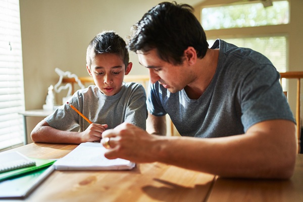 Parent and child doing homework