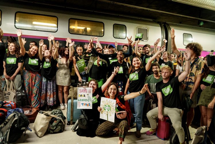 The Ticket to the Future group arriving in Barcelona with Climate Justice 