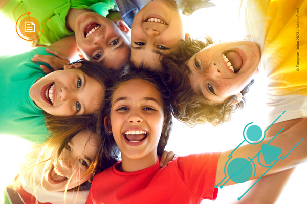 group of high school students walking together and smiling