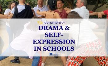 a group of teachers practicing drama activities outside 