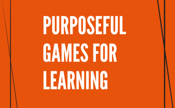 An orange graphic with white text that says Purposeful Games for Learning