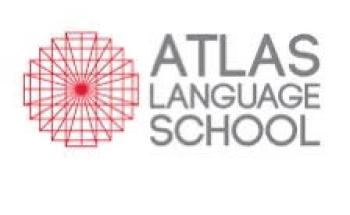 Red Atlas logo with text: 'Atlas Language School'