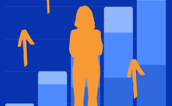 The graphic shows the outline of a person and arrows showing how the values on a graph are increasing. This is to show a person growing in confidence.