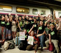 The Ticket to the Future group arriving in Barcelona with Climate Justice 