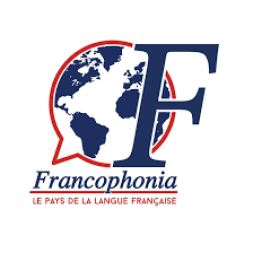 Logo francophonia /  A map of the world - And a slogan; the land of the French language